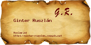 Ginter Ruszlán névjegykártya